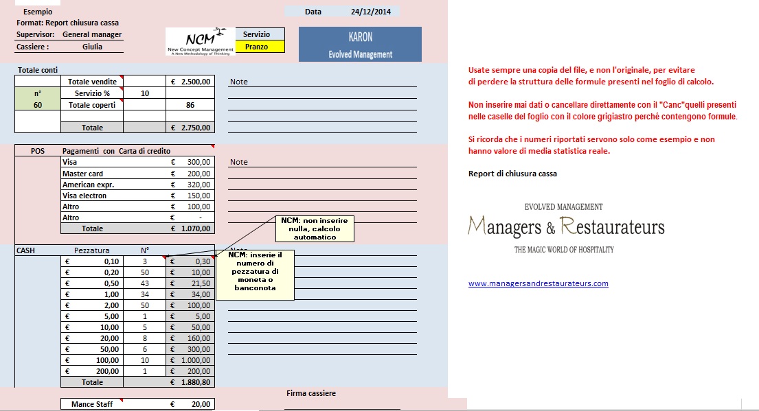 3 Report chiusura cassa Esem.